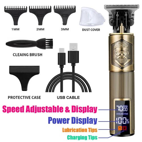 Cordless Hair Trimmer Vintage Hair Clipper USB Fast Charging Hair - My Store