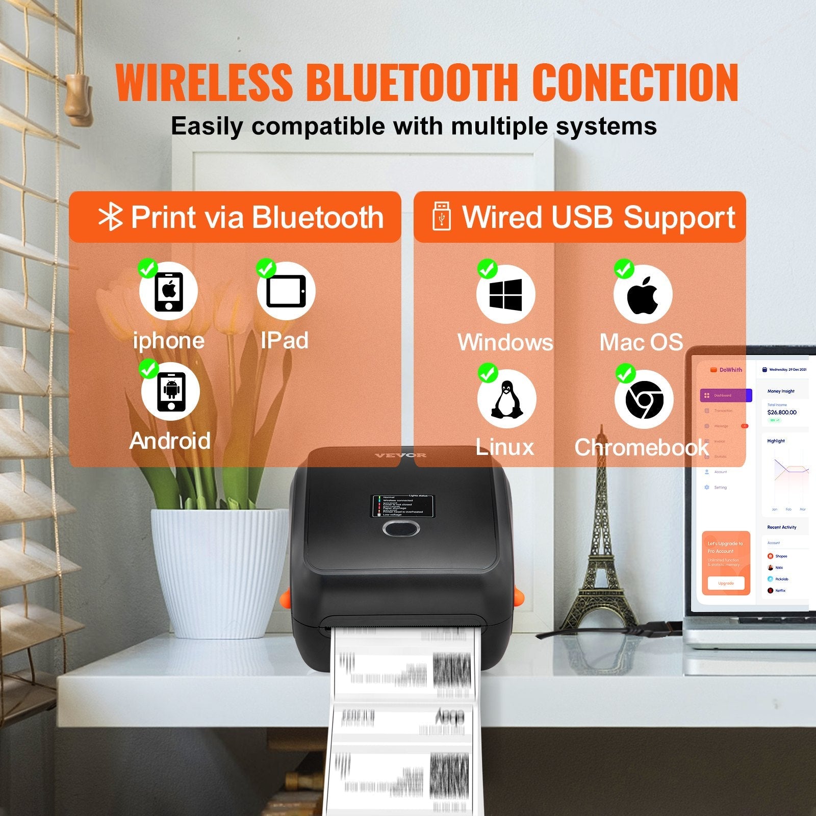 Thermal Label Printer, 300DPI for 4x6 Mailing Packages, Wireless - My Store