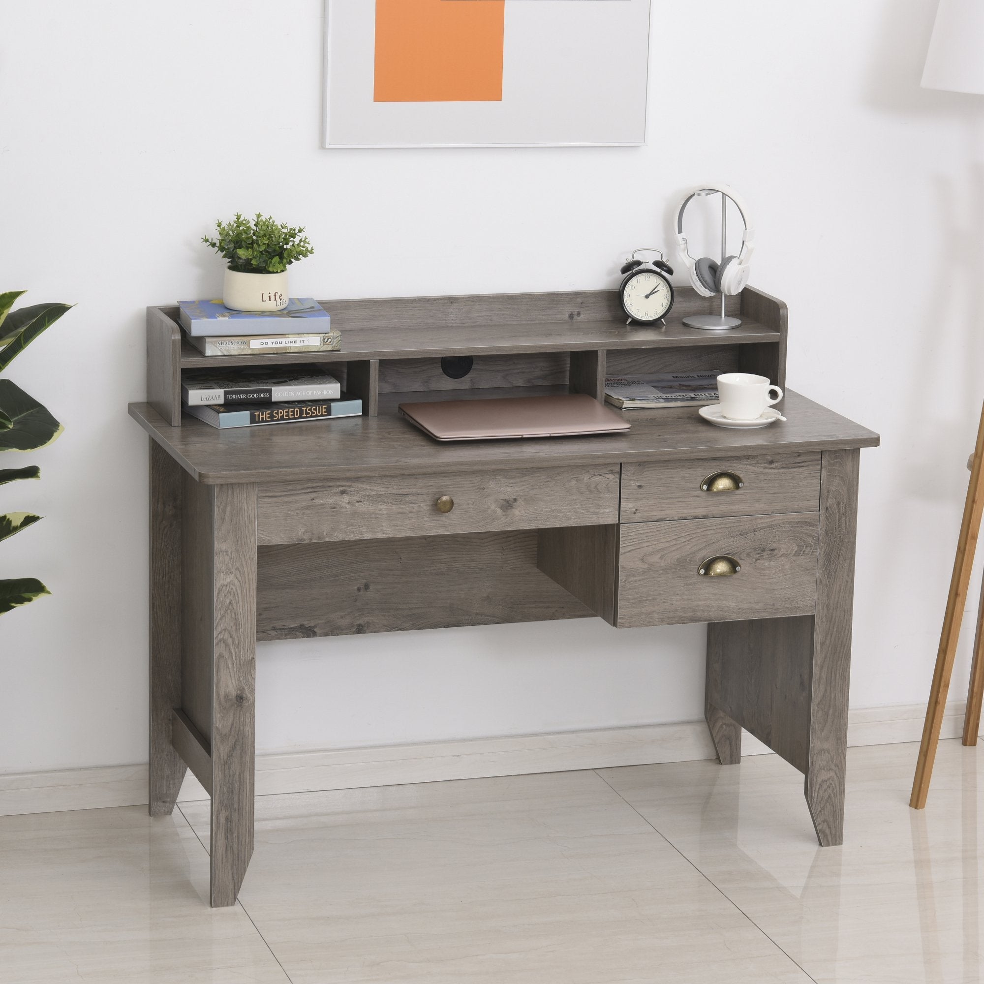 HOMCOM Computer Desk with Drawer,Storage Hutch,Home Office Writing - My Store