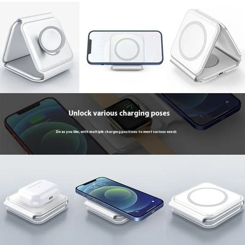 3 In 1 Magnetic Wireless Charging Folding Mobile Phone Holder - My Store