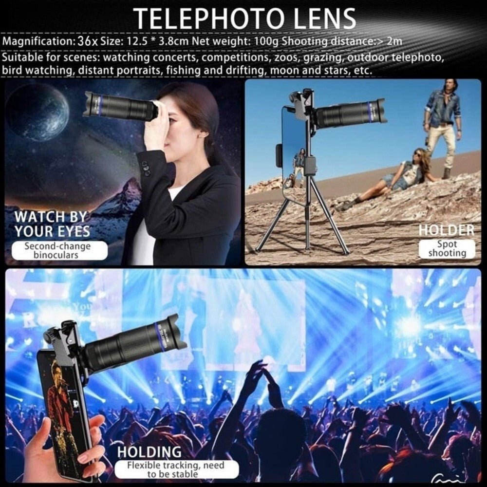 Dragon 36X Mobile Phone Lens Kit With Tripod - My Store