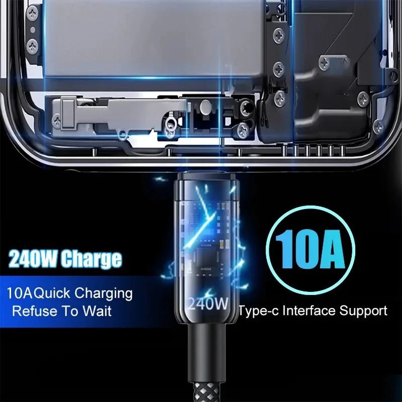 0.25/1/1.5/2M 240W Nylon USB C PD Super Fast Charging Data Cable with - My Store