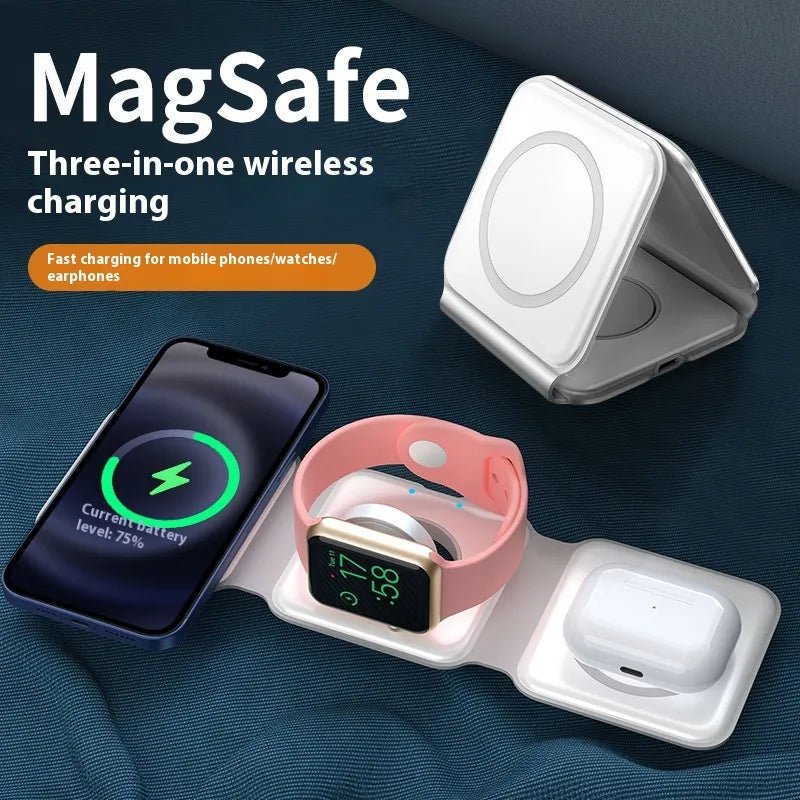 3 In 1 Magnetic Wireless Charging Folding Mobile Phone Holder - My Store