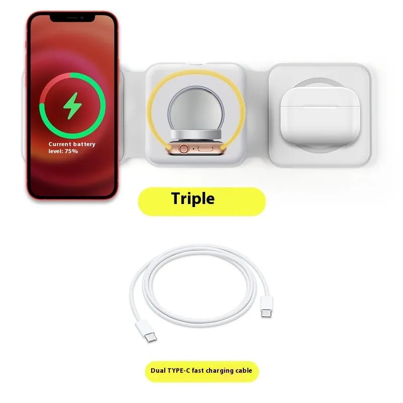 3 In 1 Magnetic Wireless Charging Folding Mobile Phone Holder - My Store