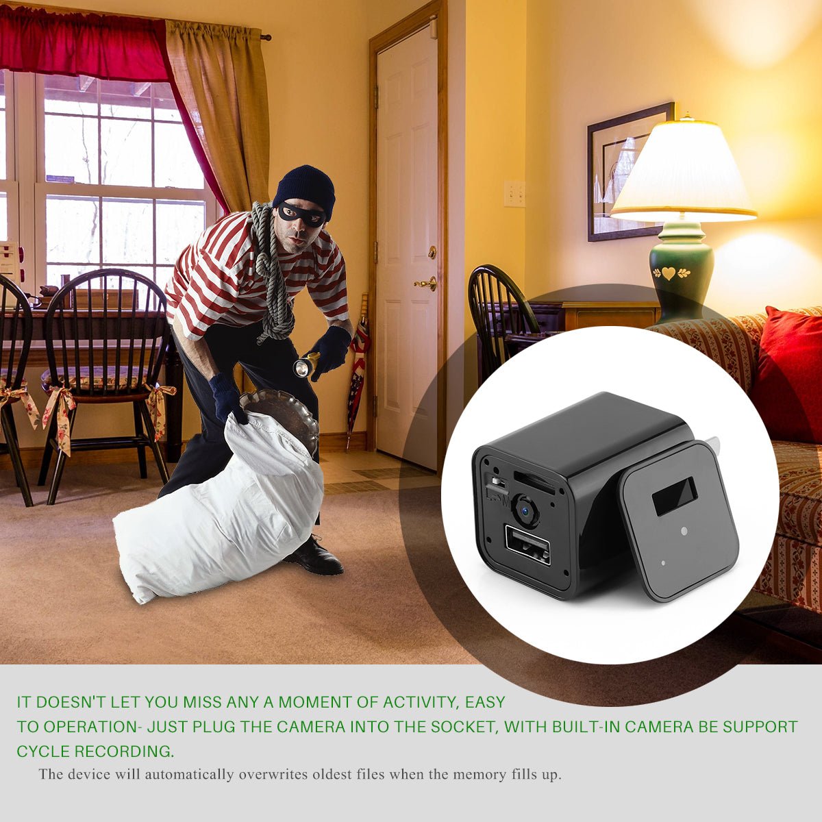 HD 1080P Hidden Camera USB Charger Home Security - My Store