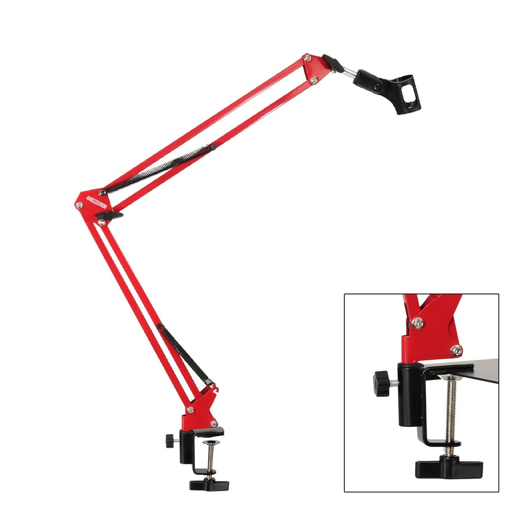 5Core Microphone Boom Arm Desk Mic Stand Adjustable Clamp Suspension Boom Stands RED - My Store