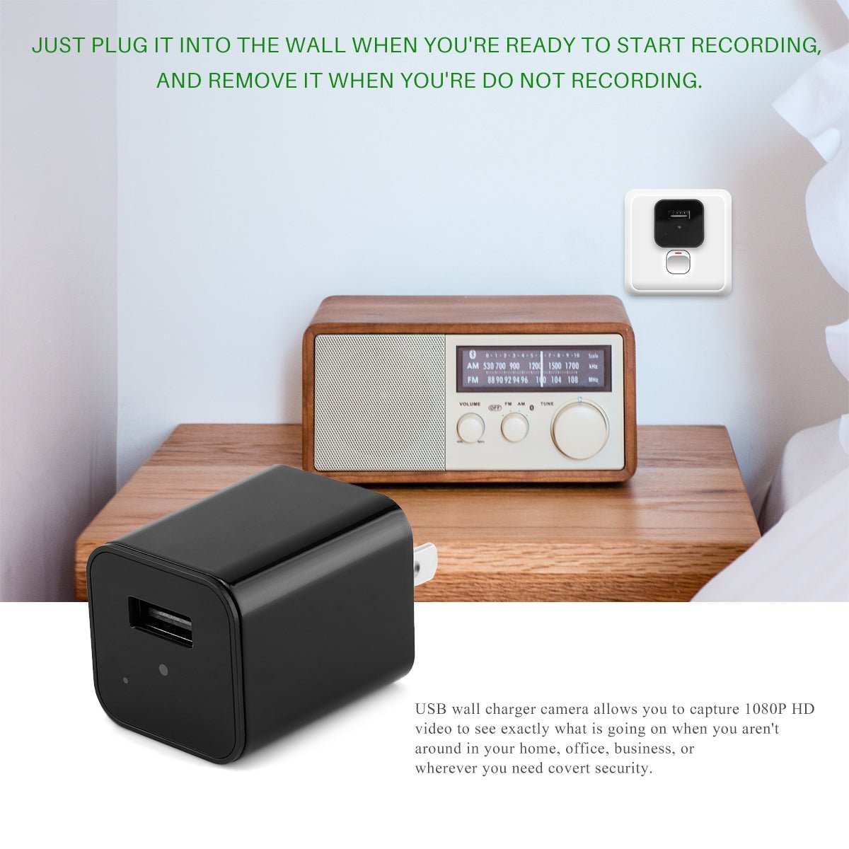 HD 1080P Hidden Camera USB Charger Home Security - My Store