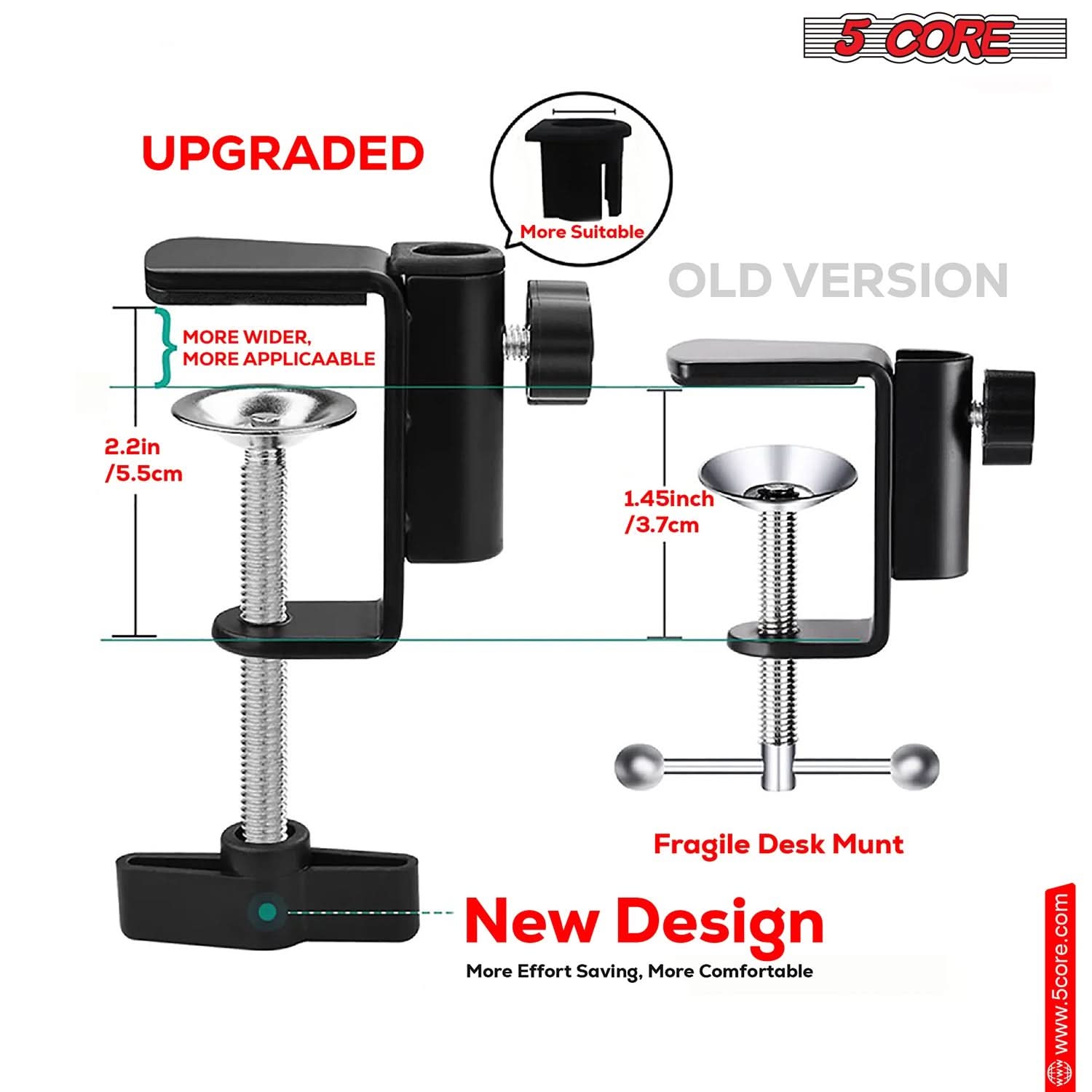 5Core Microphone Boom Arm Desk Mic Stand Adjustable Clamp Suspension Boom Stands RED - My Store