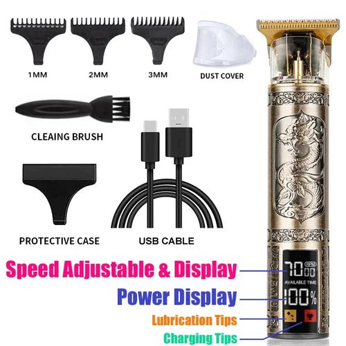 Cordless Hair Trimmer Vintage Hair Clipper USB Fast Charging Hair - My Store