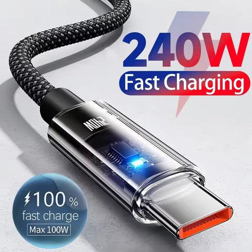 0.25/1/1.5/2M 240W Nylon USB C PD Super Fast Charging Data Cable with - My Store