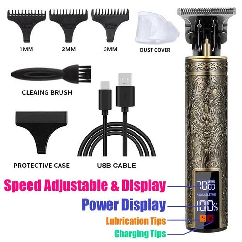 Cordless Hair Trimmer Vintage Hair Clipper USB Fast Charging Hair - My Store